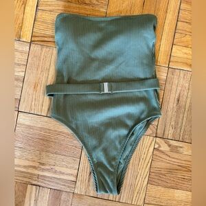 Abercrombie & Fitch Strapless Ribbed One Piece Cheeky Swimsuit